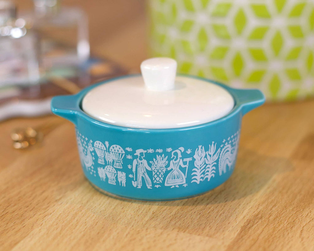 Vintage Pyrex-Inspired Ceramic Trinket Box | Amish Butterprint Casserole Style