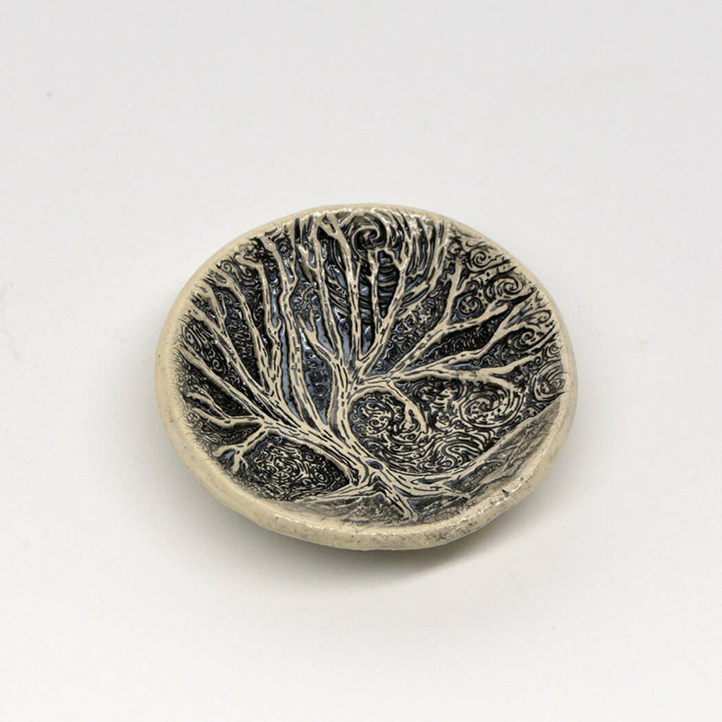 Handcrafted Tree Moon Art Pottery Bowl - Trinket Dish