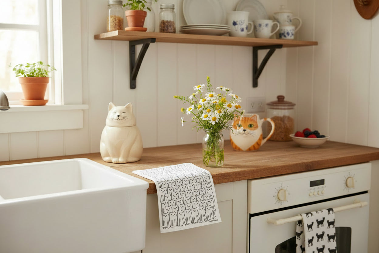 Cat Swedish Dish Cloth | Hand-Illustrated Eco-Friendly Kitchen Cloth