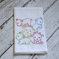 Embroidered Lots of Goats Flour Sack Tea Towel | Multicolor | Farmhouse Kitchen Decor