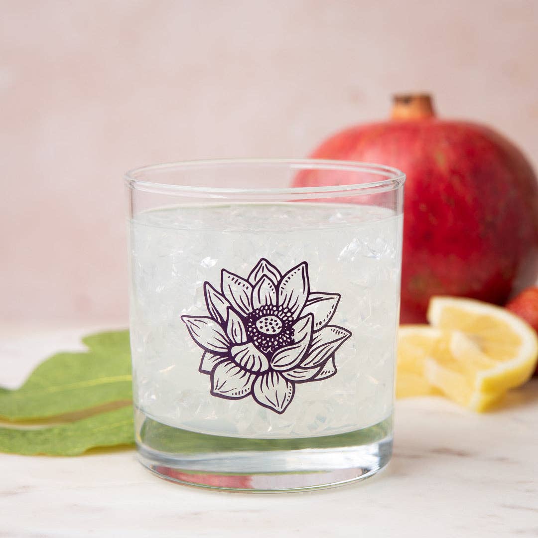 Lotus Rocks Glass — 11oz Whiskey Glass