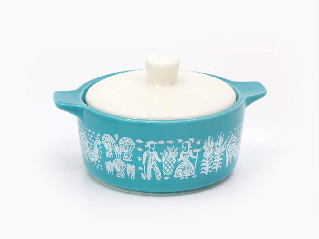 Vintage Pyrex-Inspired Ceramic Trinket Box | Amish Butterprint Casserole Style
