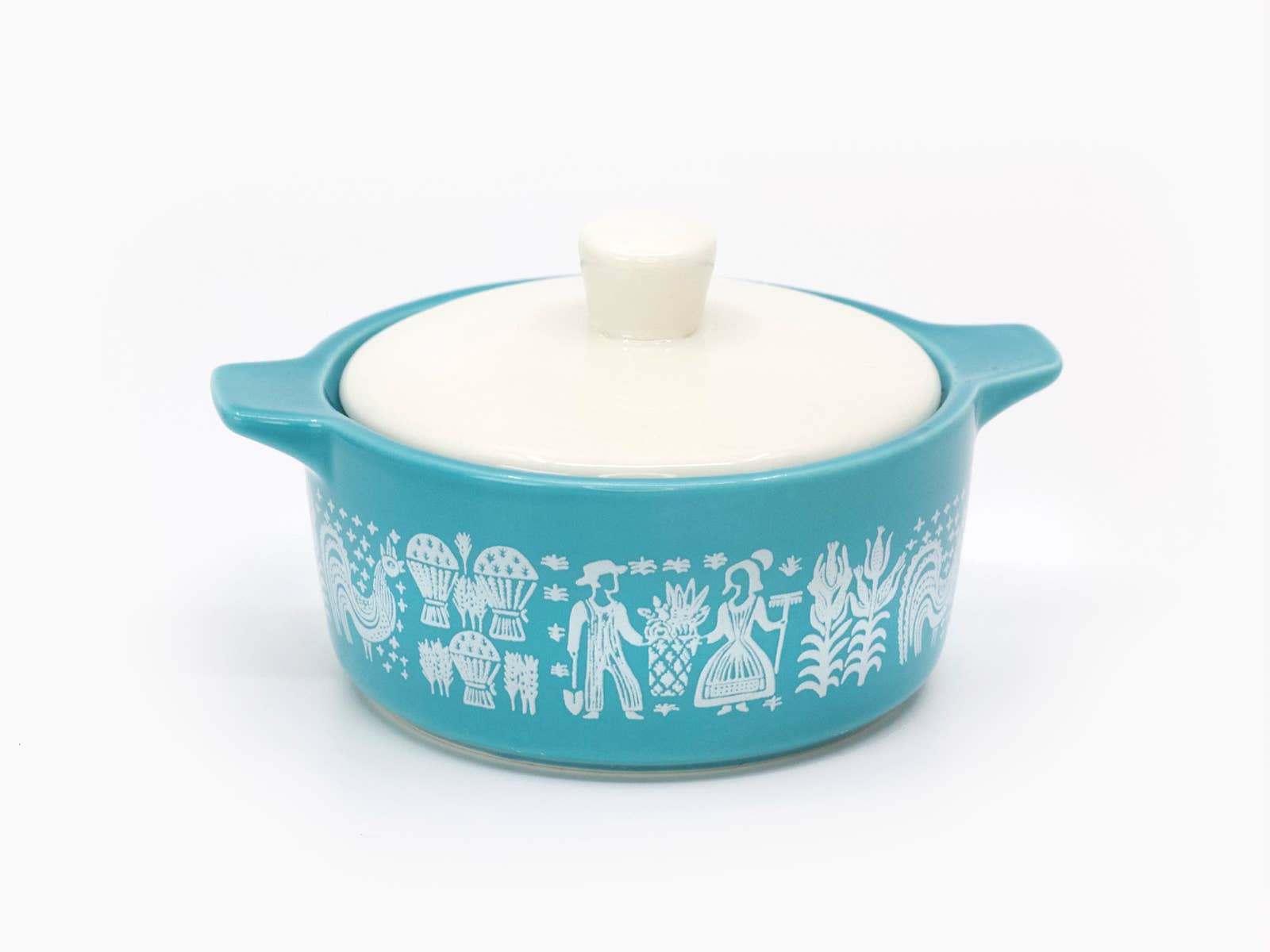Vintage Pyrex-Inspired Ceramic Trinket Box | Amish Butterprint Casserole Style
