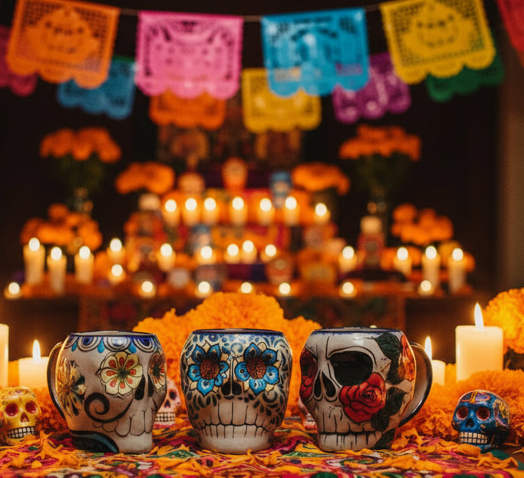 Sugar Skull Skeleton Mug Artisan Made