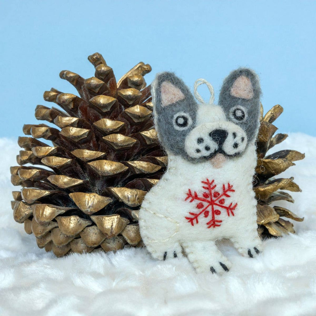 Snowflake Frenchie Ornament | A Little Big-Eared Cheer