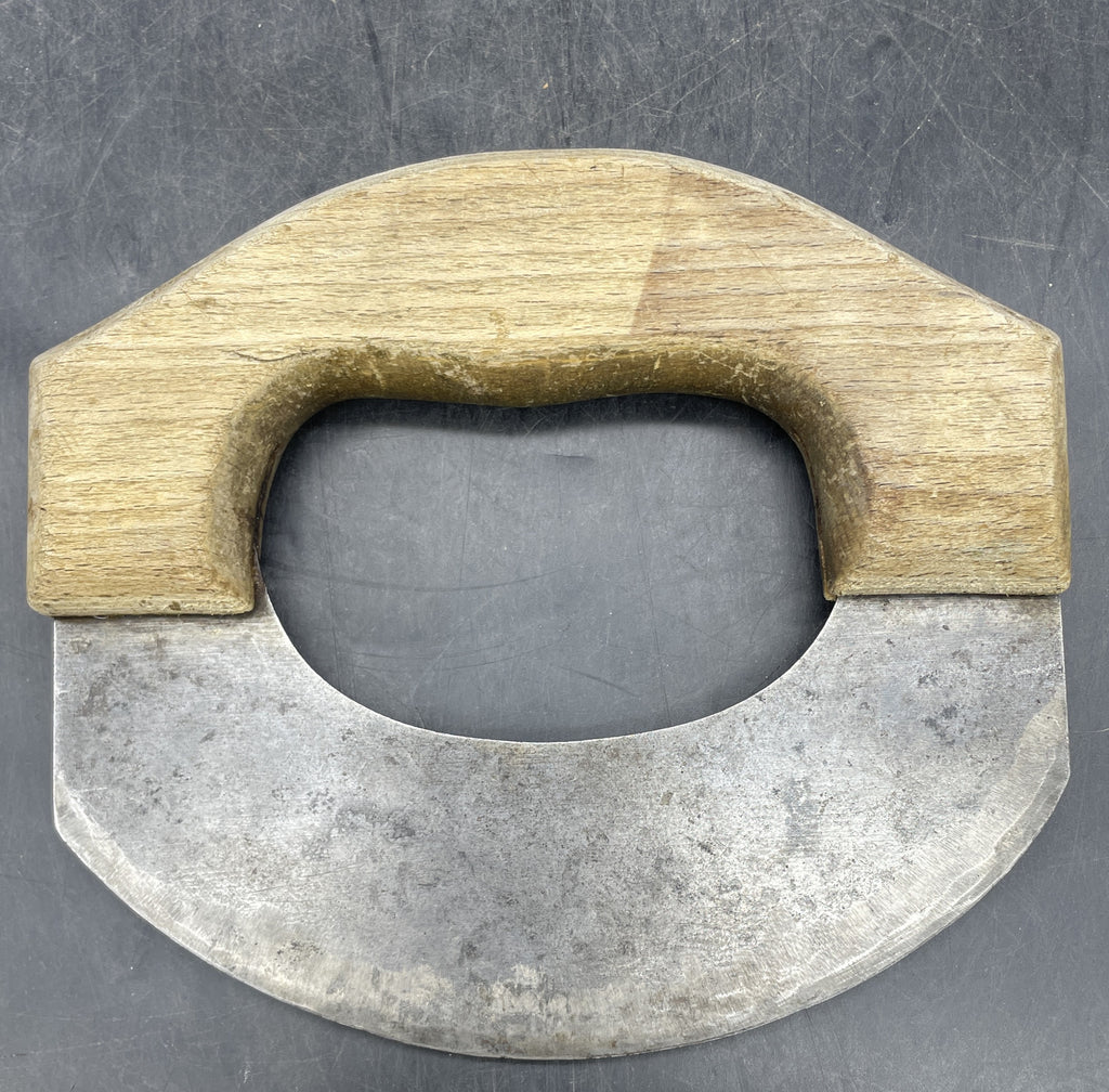 Antique Food Chopper Primitive Wood Metal Knife Rocking Blade Tool Approx. 6' wide x 5.25