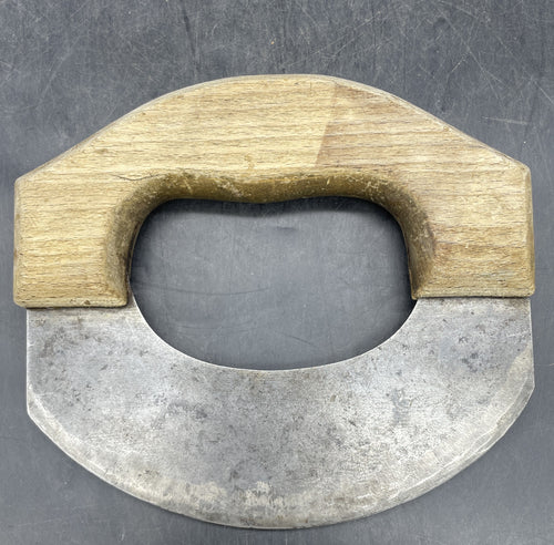Antique Food Chopper Primitive Wood Metal Knife Rocking Blade Tool Approx. 6' wide x 5.25