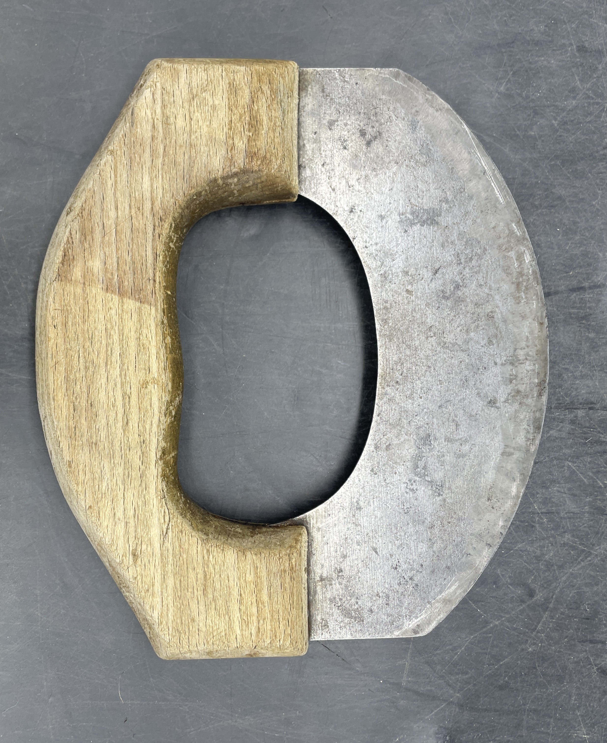 Antique Food Chopper Primitive Wood Metal Knife Rocking Blade Tool Approx. 6' wide x 5.25