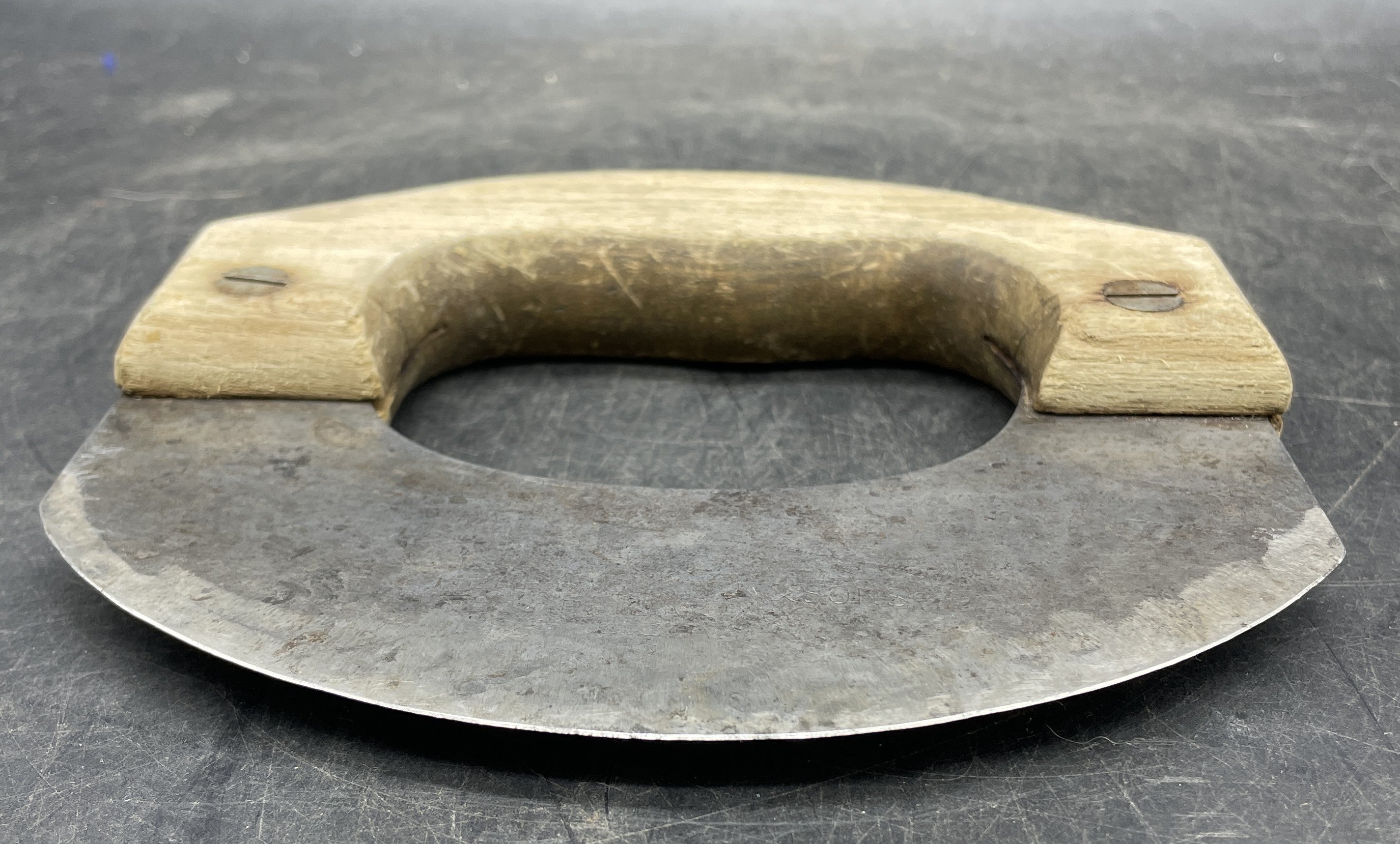 Antique Food Chopper Primitive Wood Metal Knife Rocking Blade Tool Approx. 6' wide x 5.25