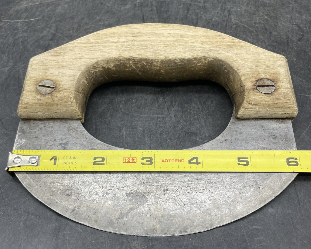 Antique Food Chopper Primitive Wood Metal Knife Rocking Blade Tool Approx. 6' wide x 5.25