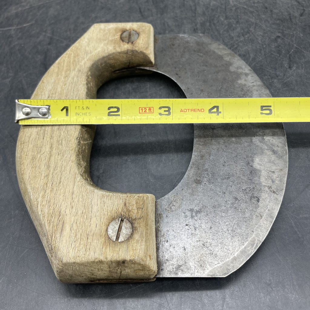 Antique Food Chopper Primitive Wood Metal Knife Rocking Blade Tool Approx. 6' wide x 5.25
