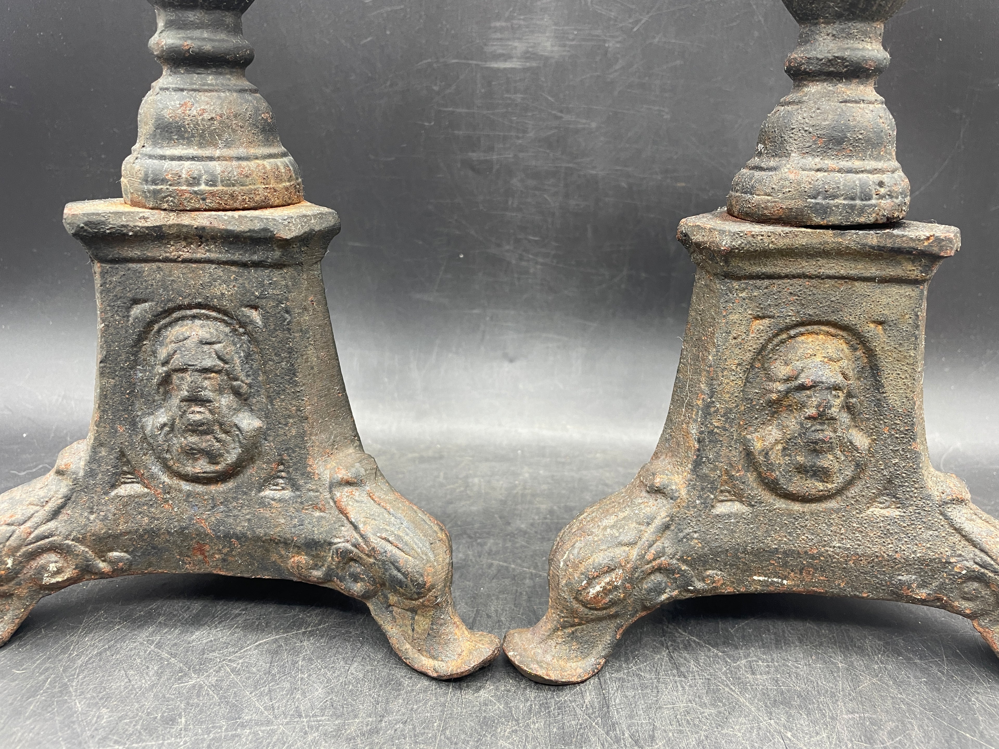 Early Large Cast Candlesticks 16.75" tall