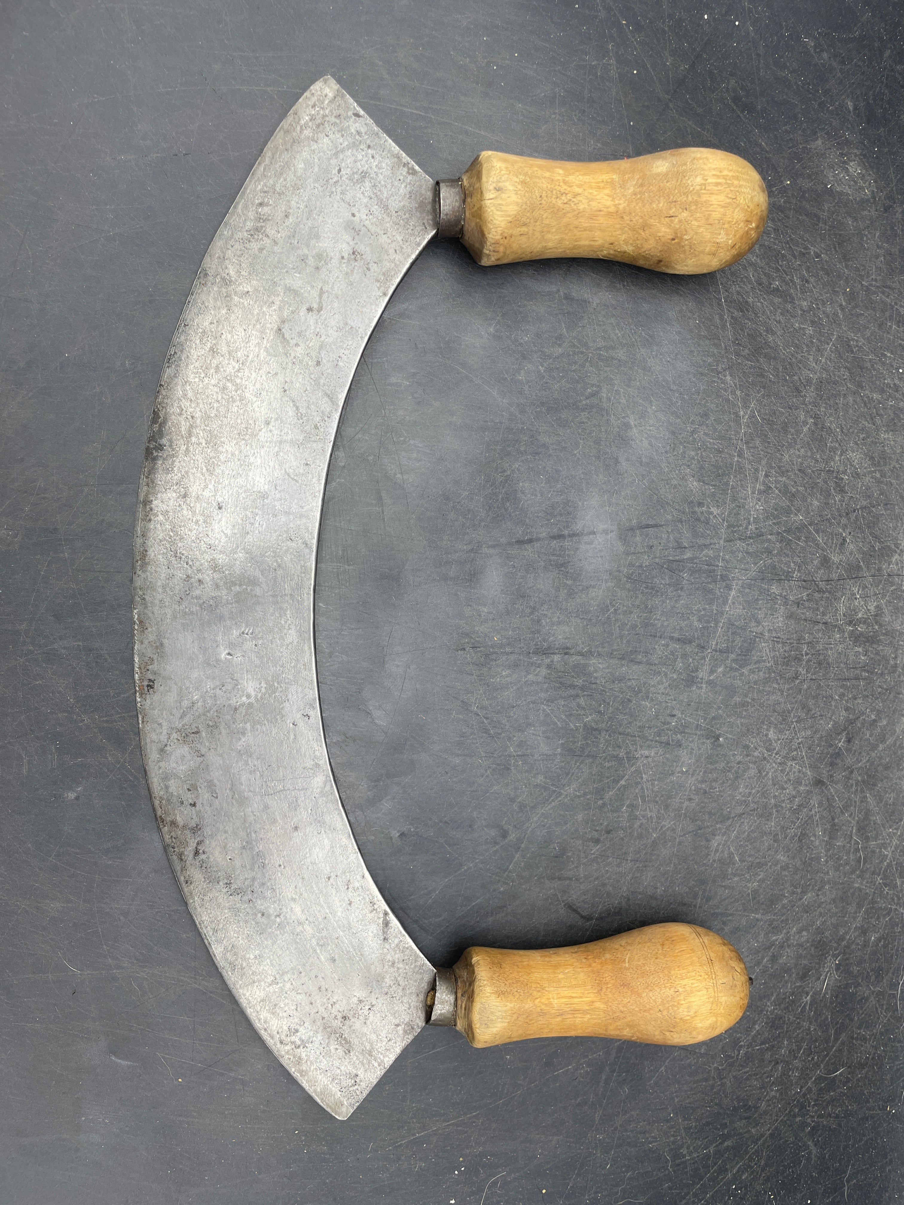 Antique Primitive Mezzaluna Kitchen Chopper - Vintage Food Chopper 11"