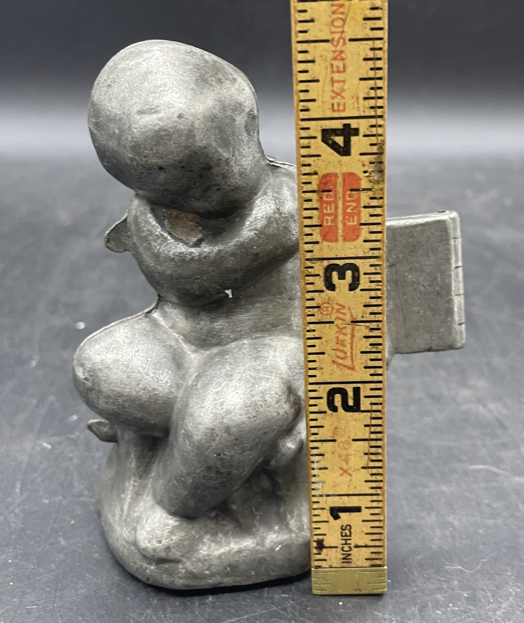ANTIQUE PEWTER ICE CREAM MOLD #992 CUPID CHERUB BOY 1900'S VICTORIAN ~ E&CO
