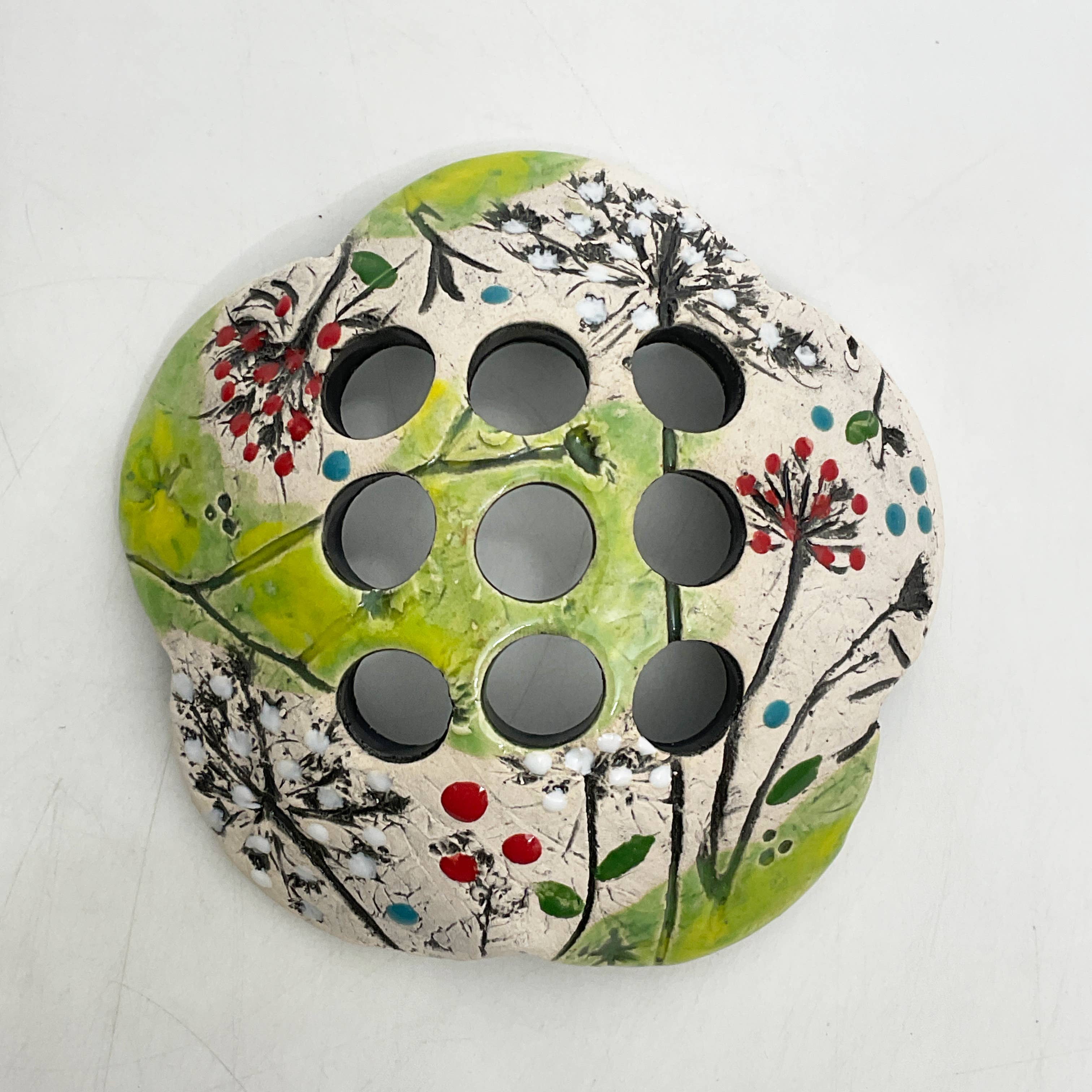 Flower Frog for Canning Jar Art Pottery Hand Crafted