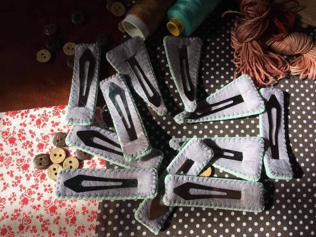 Mushroom Hand-Embroidered Hair Clip Barette