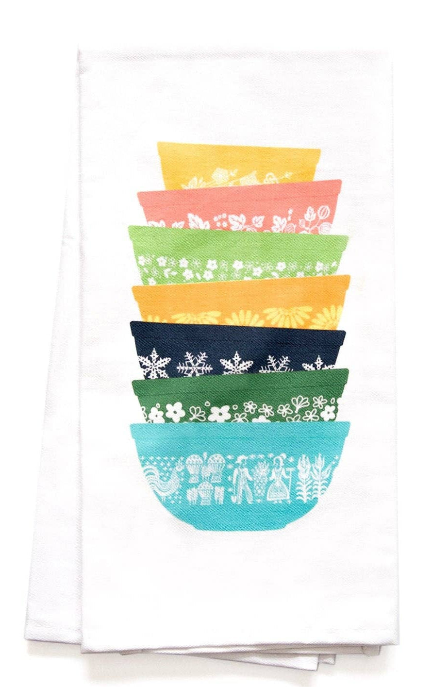 Vintage Pyrex-Inspired Sparkle Cotton Tea Towel | Single Stack | Retro Kitchen Gift