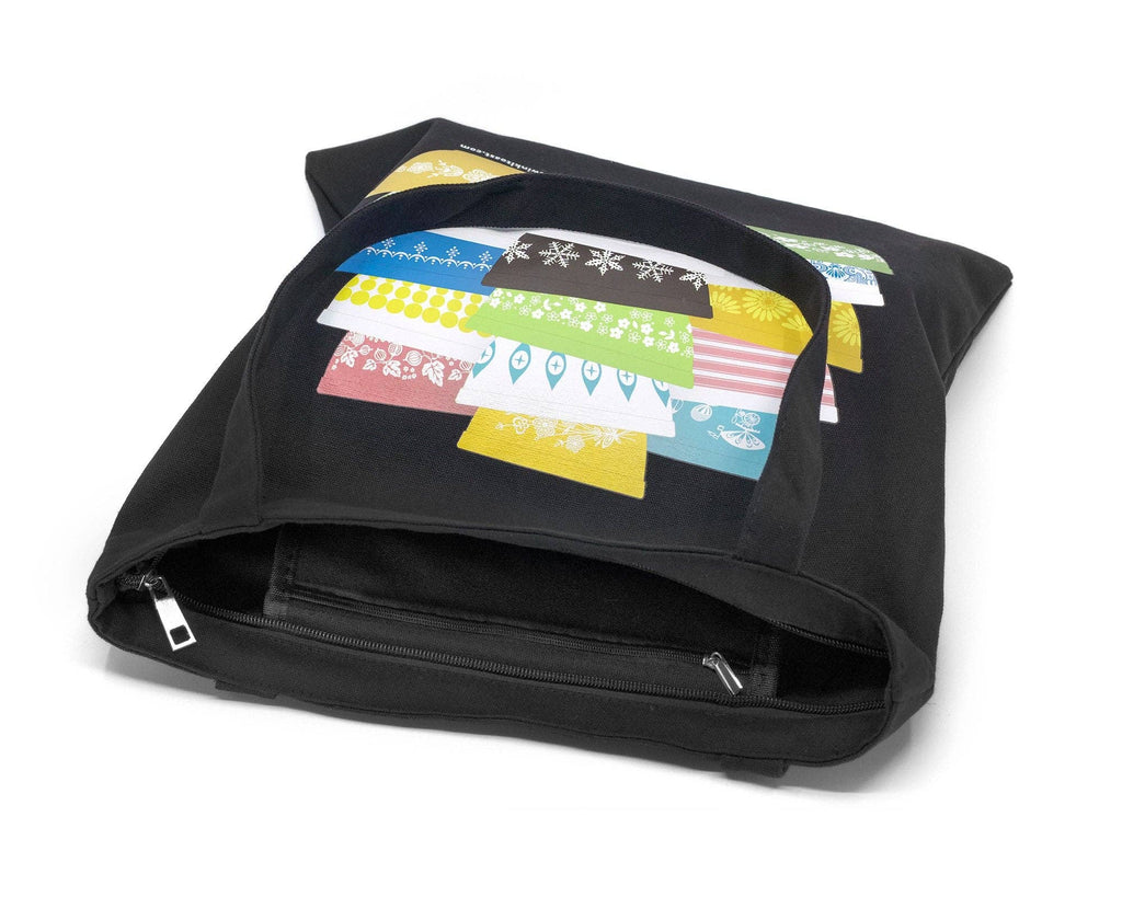 Vintage Pyrex-Inspired Zipper Tote Bag | Retro Mixing Bowl Print | Cotton Pocket Tote