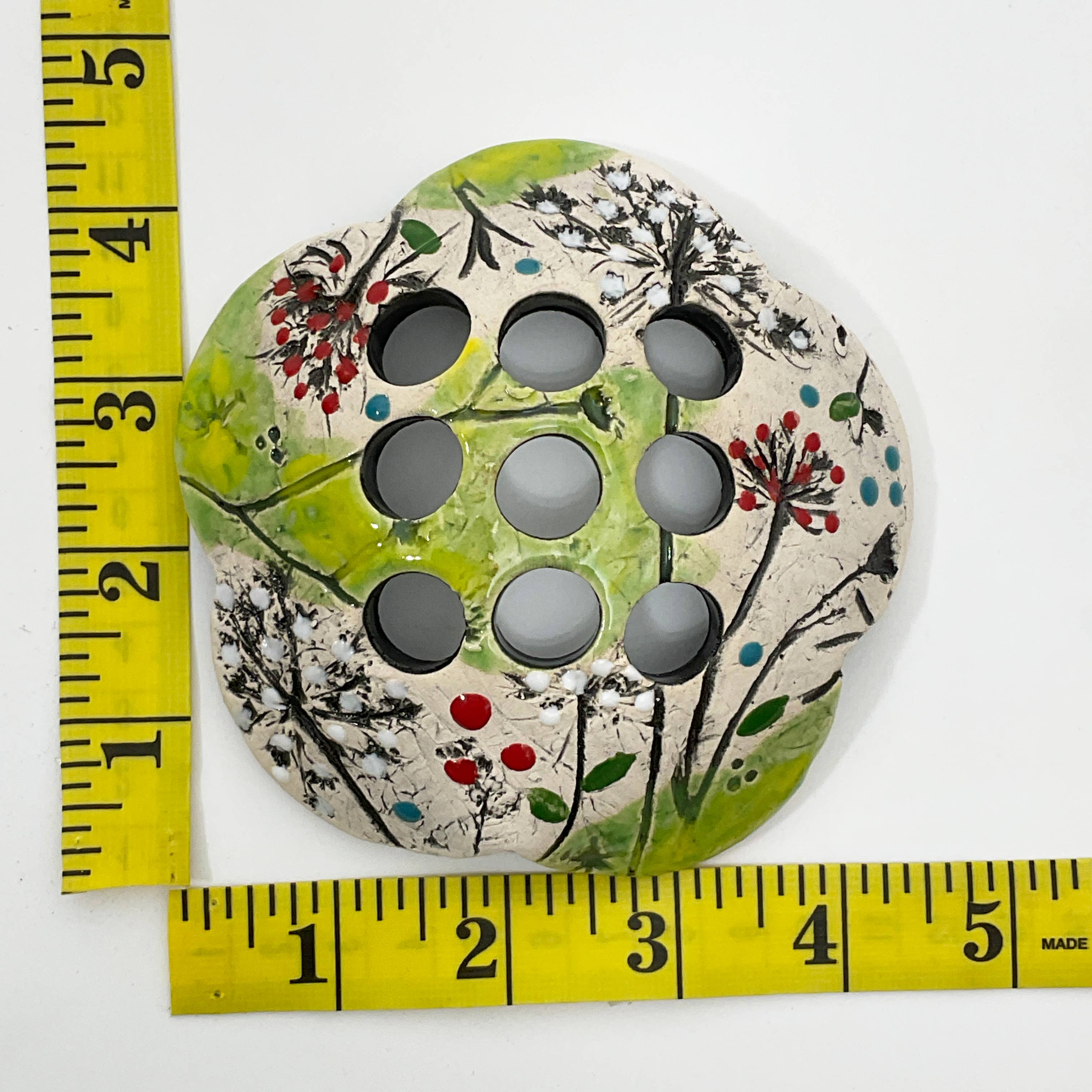 Flower Frog for Canning Jar Art Pottery Hand Crafted