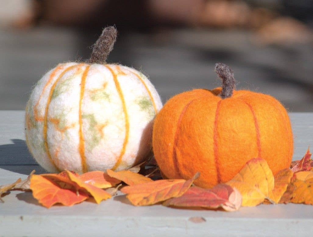 Autumn Orange Felt Fairy Pumpkin Small Hand-felted