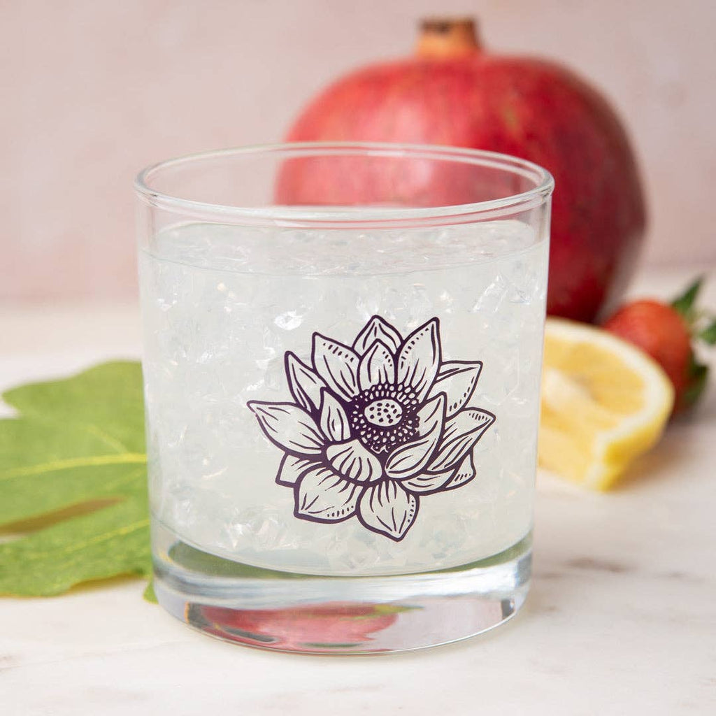 Lotus Rocks Glass — 11oz Whiskey Glass