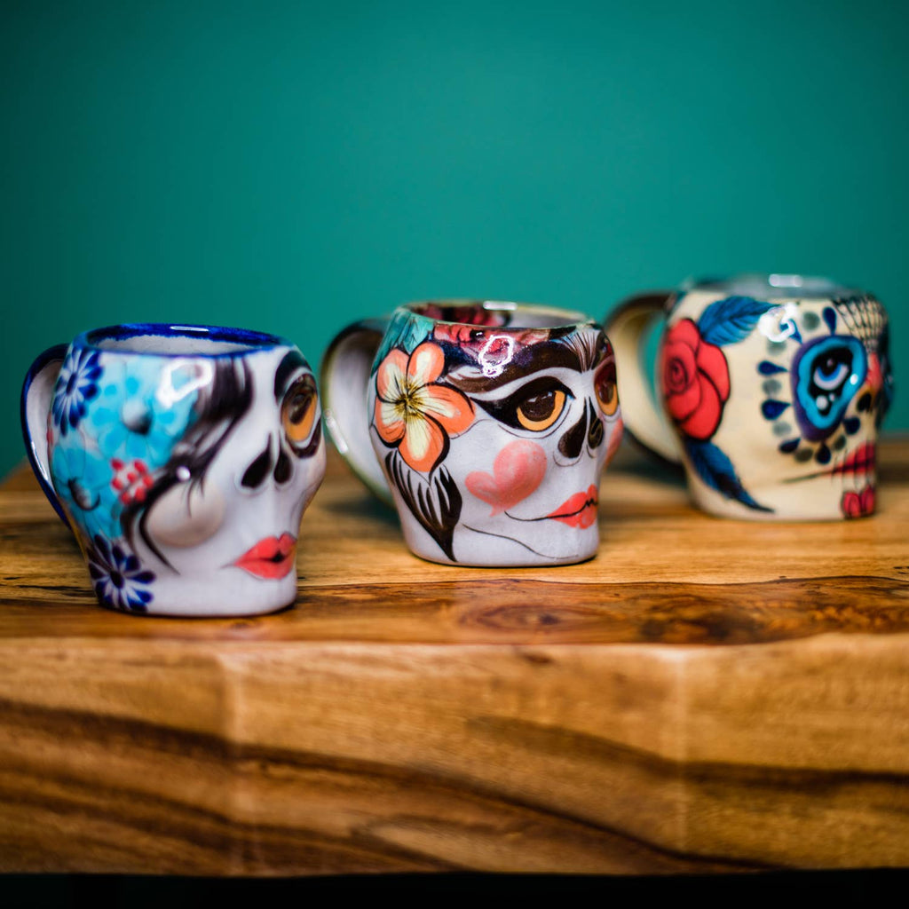 La Catrina Sugar Skull Skeleton Mug Artisan Made