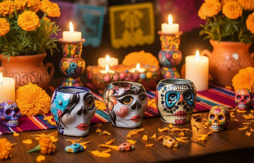 La Catrina Sugar Skull Skeleton Mug Artisan Made