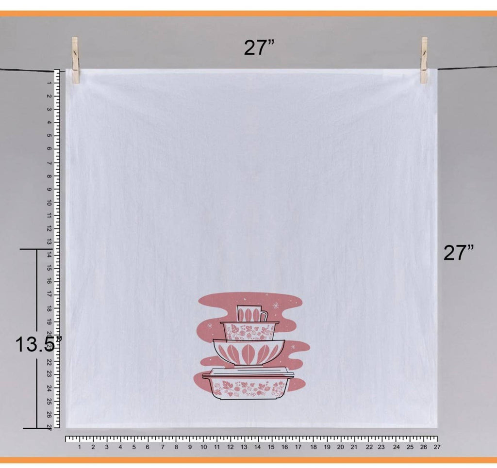 Vintage Pyrex Pink Gooseberry Tea Towel - Premium Cotton Flour Sack Kitchen Towel