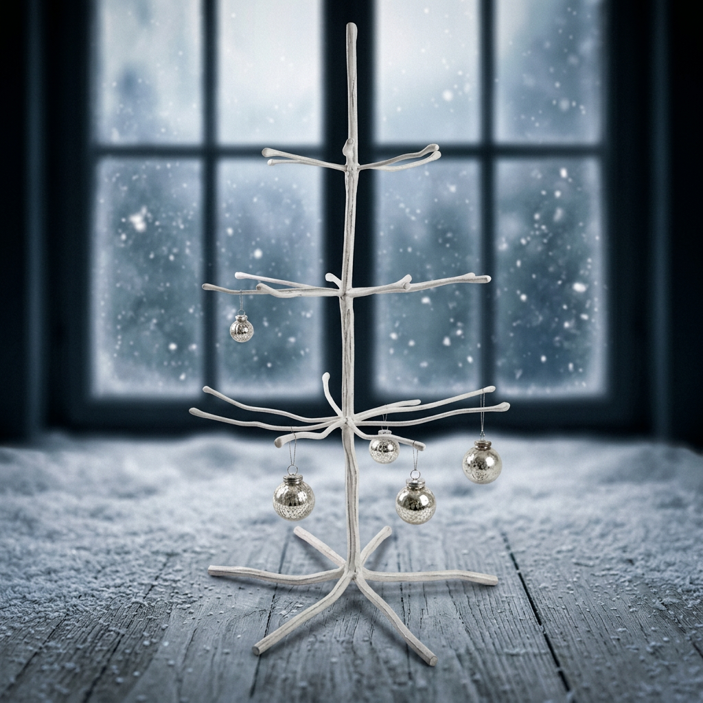 Woodland Woolie Ornament Display Tree - White, 24" Holiday