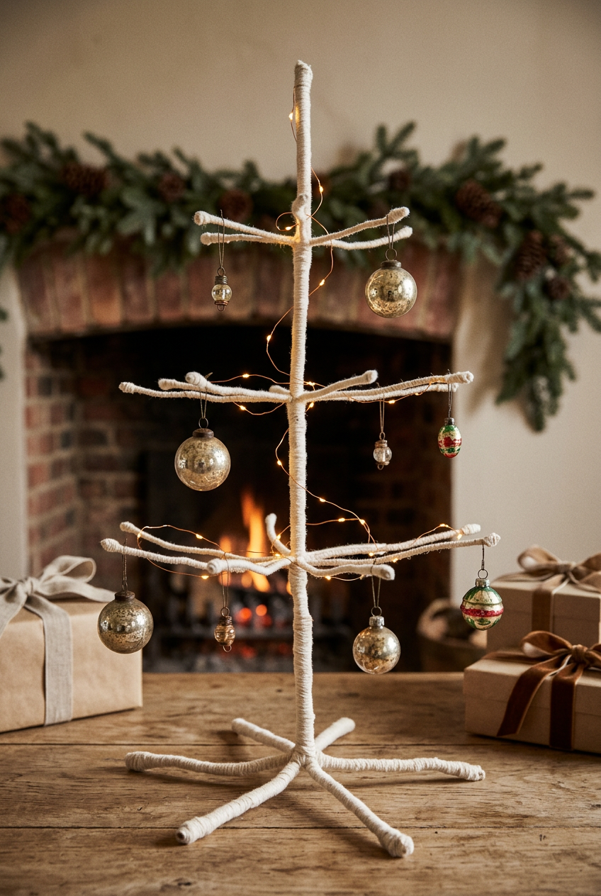 Woodland Woolie Ornament Display Tree - White, 24" Holiday
