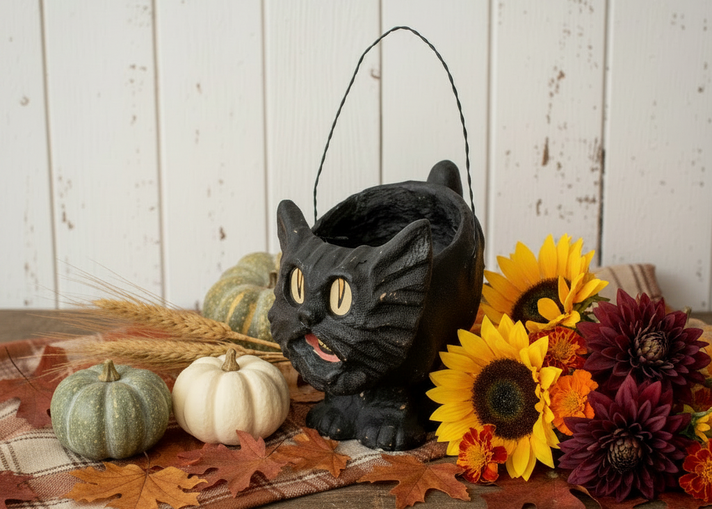 8" Black Vintage Cat Figurine – Classic Home Decor