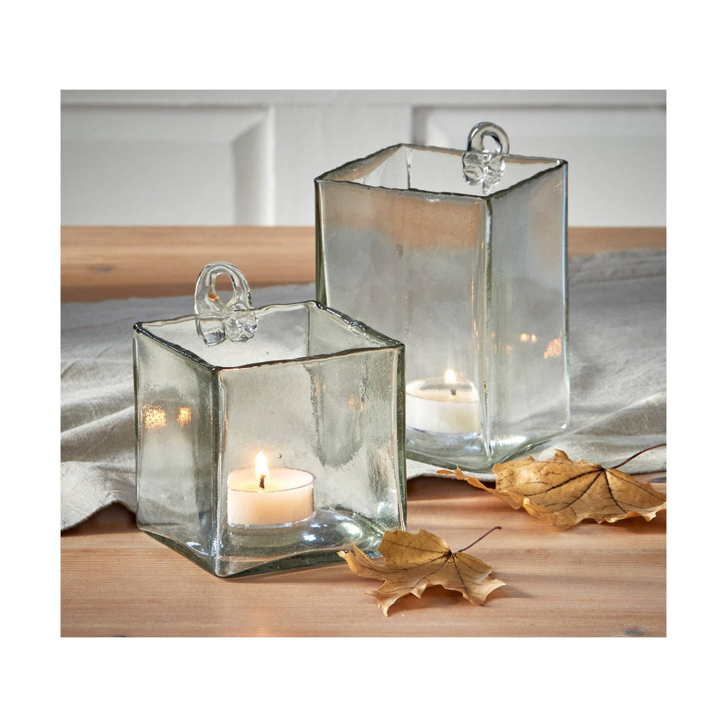 Clear Glass Hanging Candleholder - Artisan Blown Glass Vase