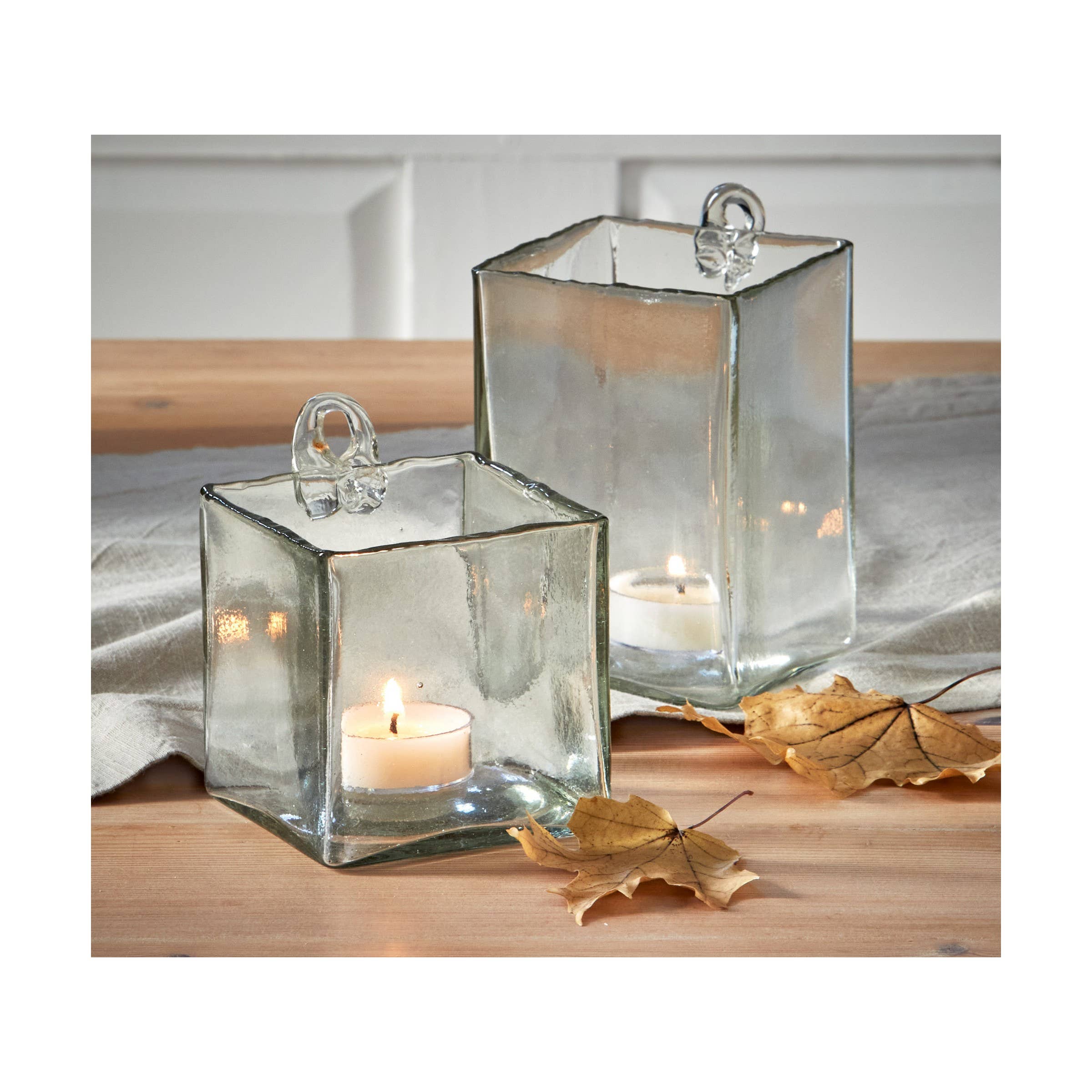 Clear Glass Hanging Candleholder - Artisan Blown Glass Vase