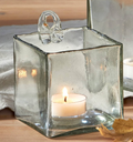 Clear Glass Hanging Candleholder - Artisan Blown Glass Vase