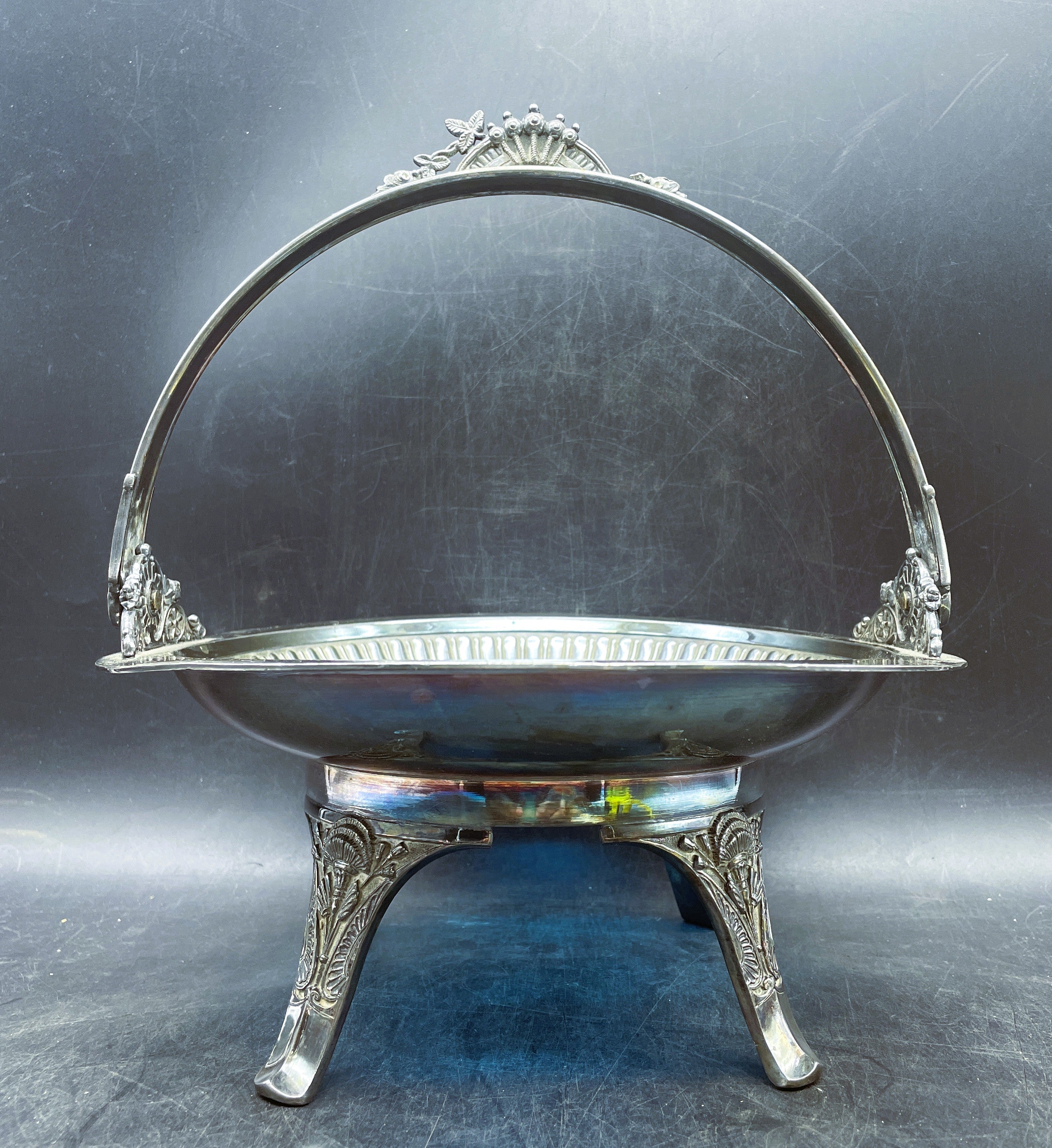 Mary Gregory Silver Plated Bridal Basket Cake Plate c. 1880 Middletown Plate Co.