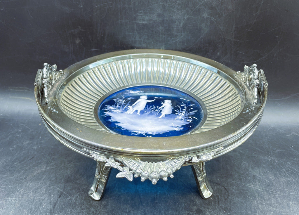 Mary Gregory Silver Plated Bridal Basket Cake Plate c. 1880 Middletown Plate Co.