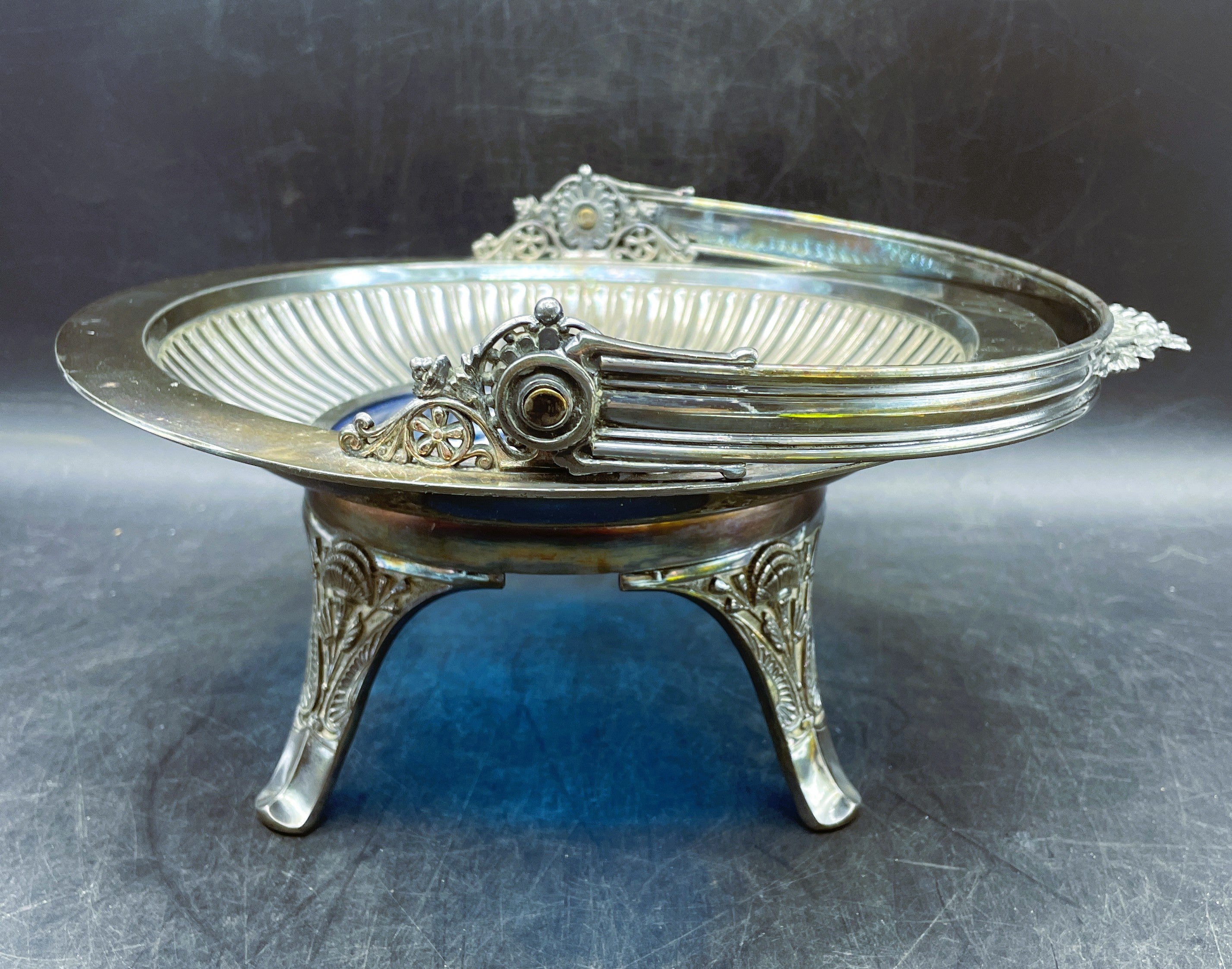 Mary Gregory Silver Plated Bridal Basket Cake Plate c. 1880 Middletown Plate Co.