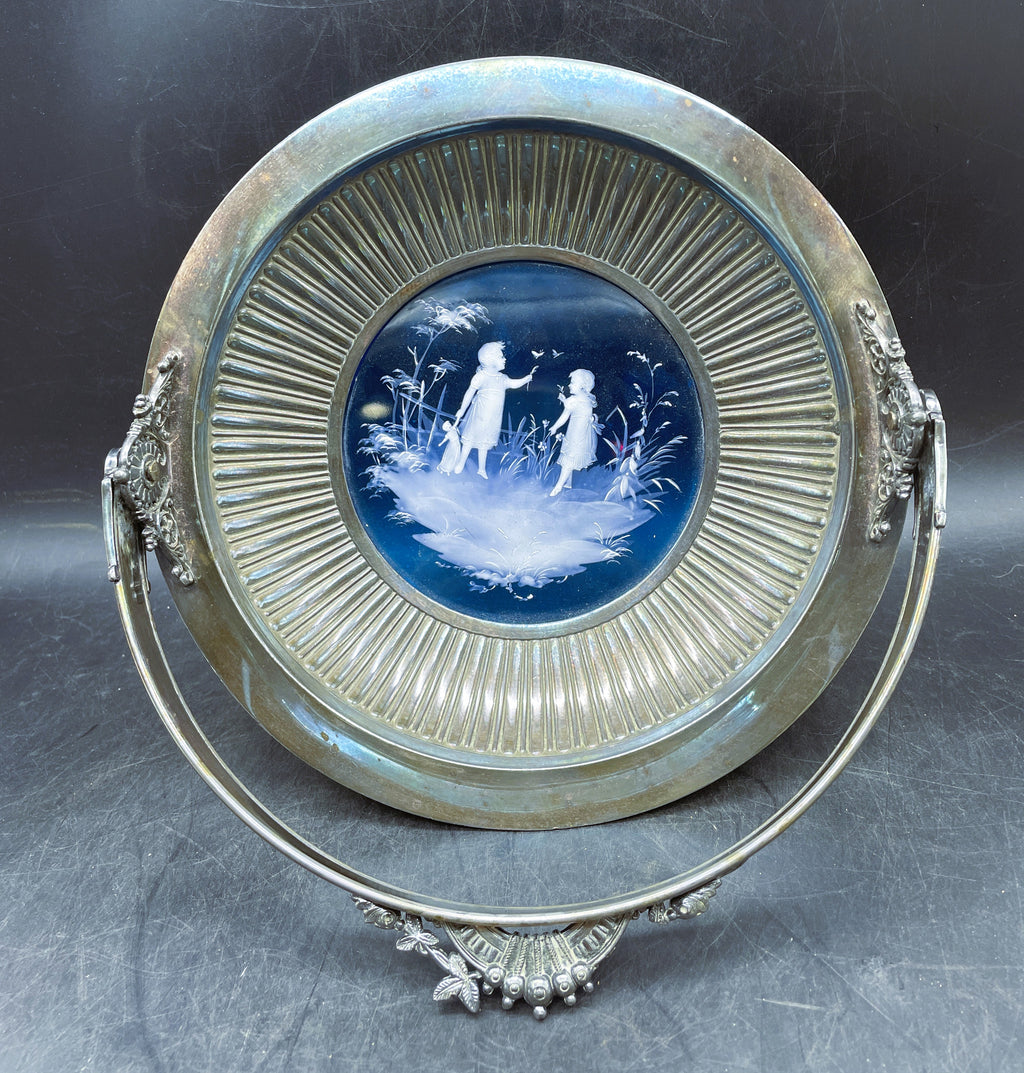 Mary Gregory Silver Plated Bridal Basket Cake Plate c. 1880 Middletown Plate Co.
