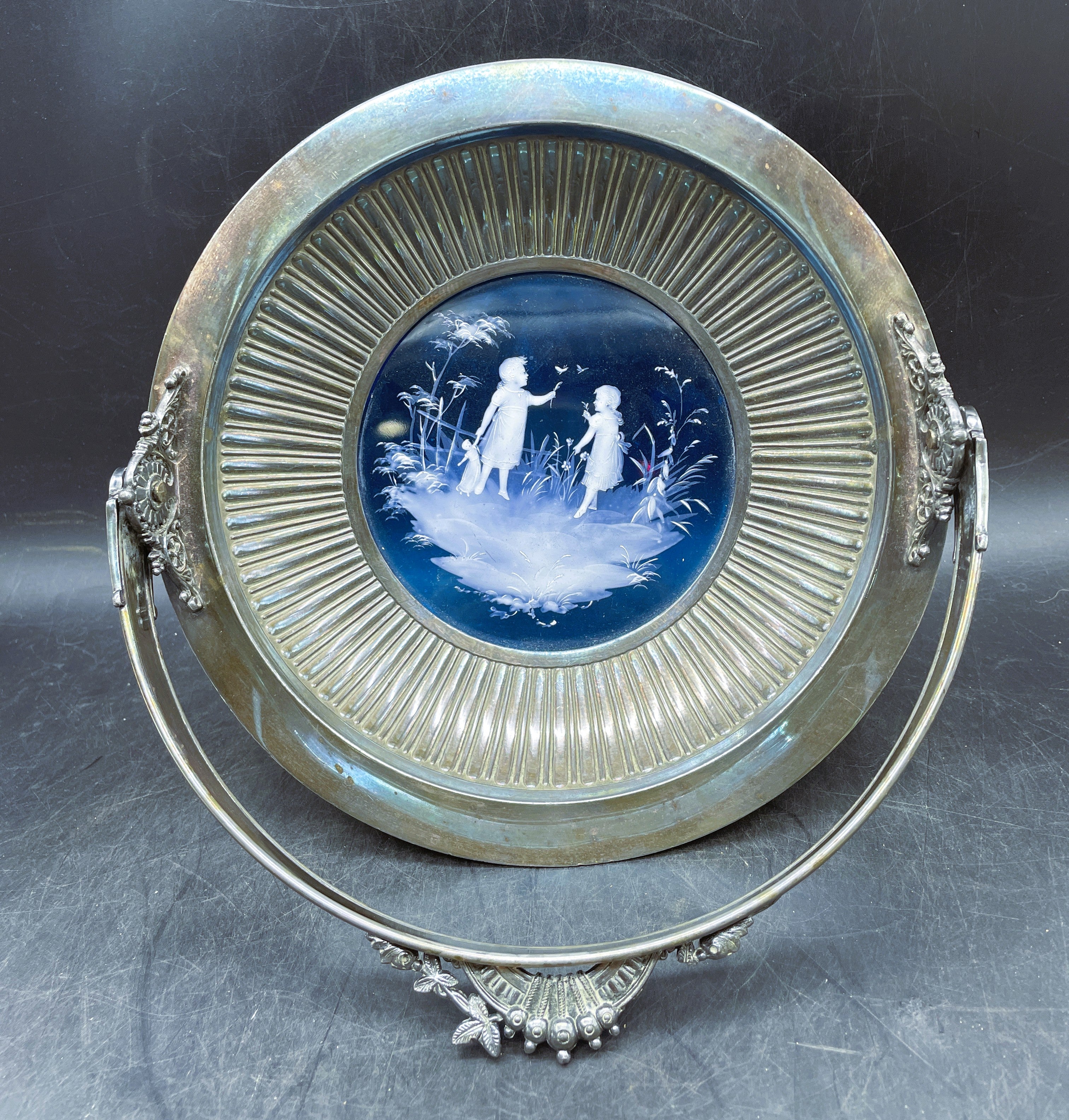 Mary Gregory Silver Plated Bridal Basket Cake Plate c. 1880 Middletown Plate Co.