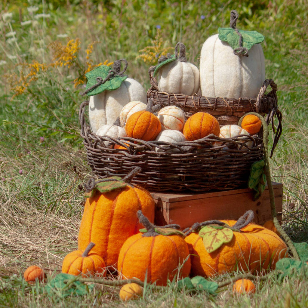 Large Autumn Orange Felt Fairy Pumpkin