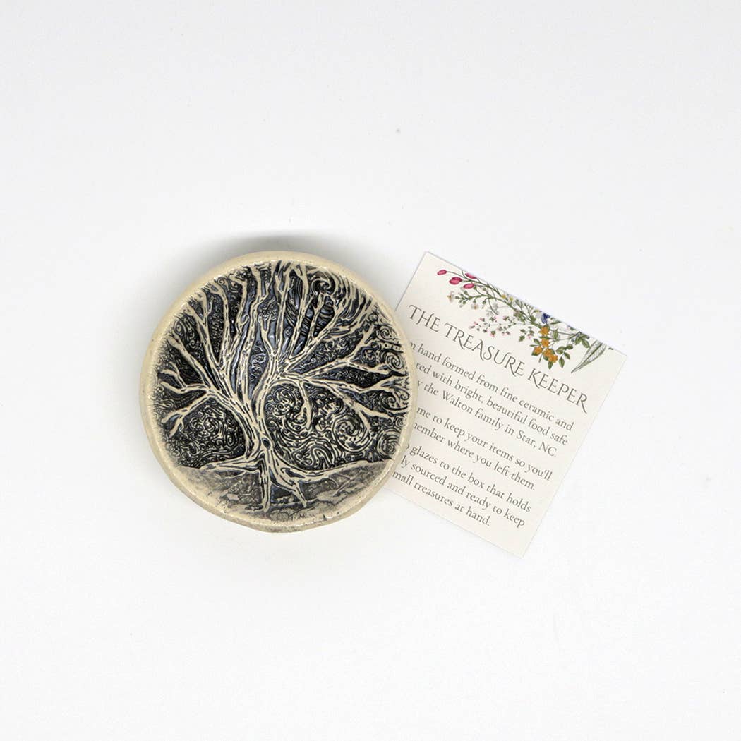 Pottery Dish Bowl - Tree Moon Hand Crafted Art Pottery