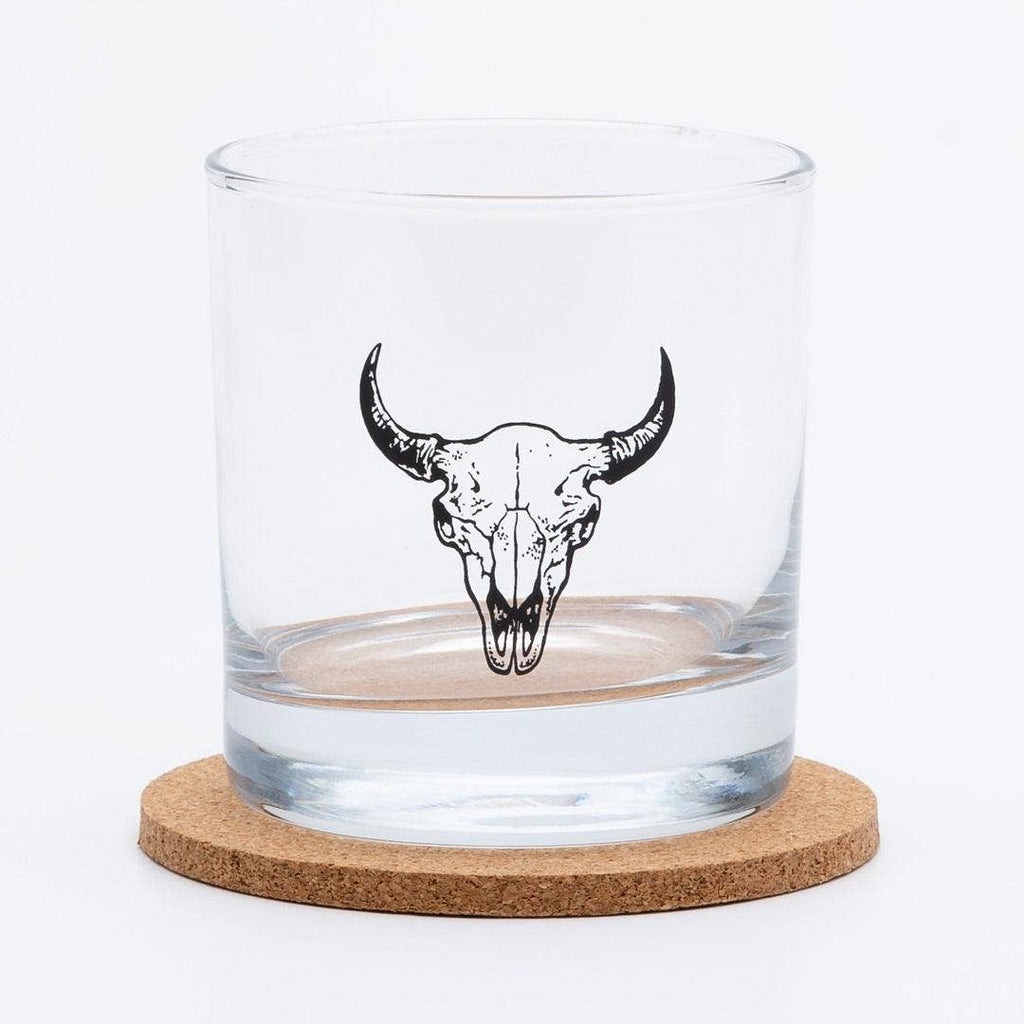 Buffalo Skull Rocks Glass — 11oz Whiskey Glass