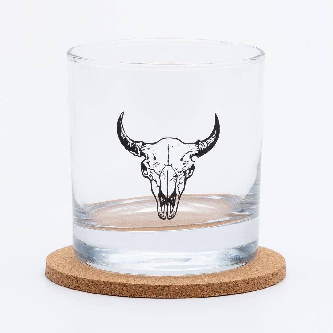 Buffalo Skull Rocks Glass — 11oz Whiskey Glass