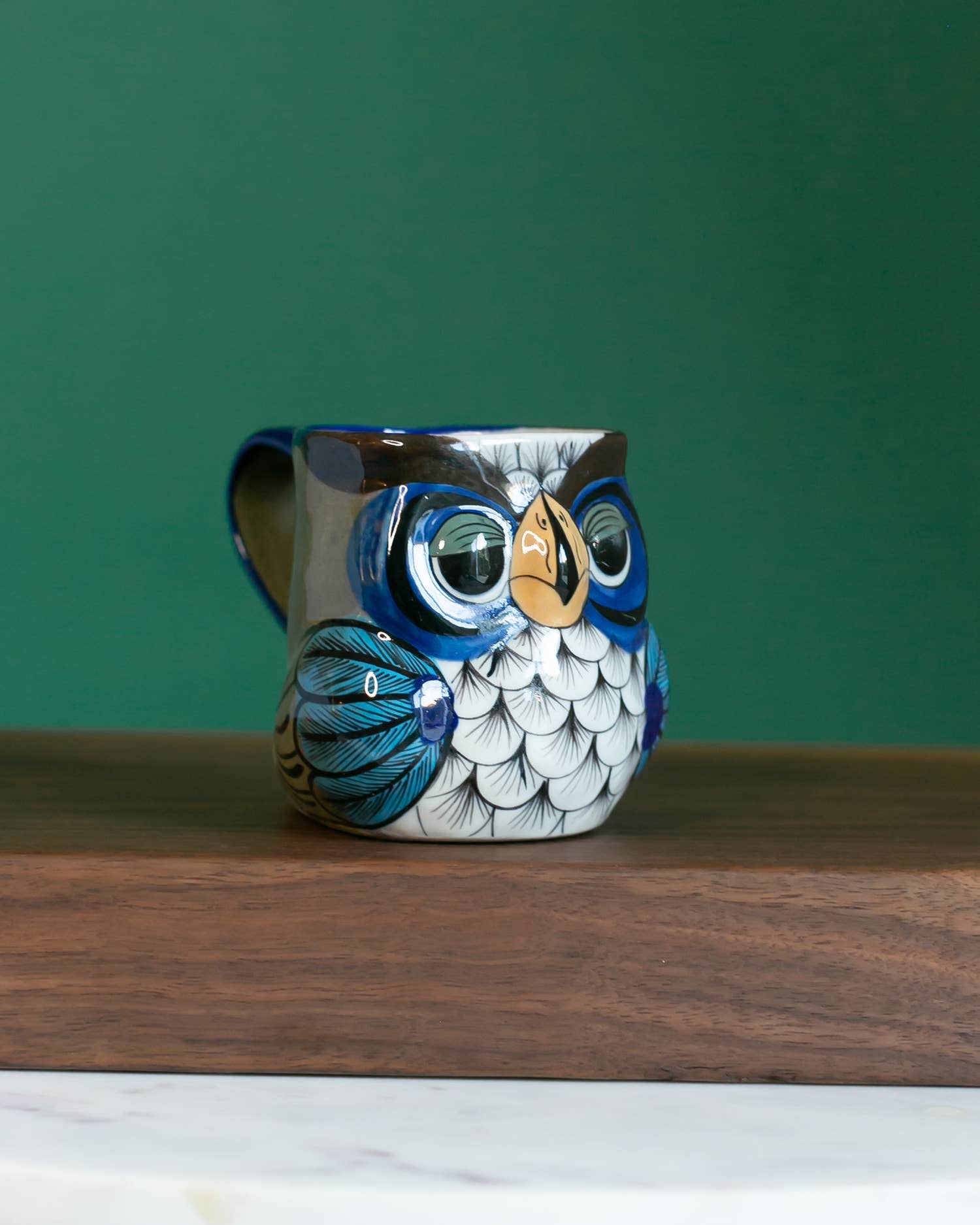 Hand Painted Fair Trade Guatemalan Ceramic Owl Coffee Mug