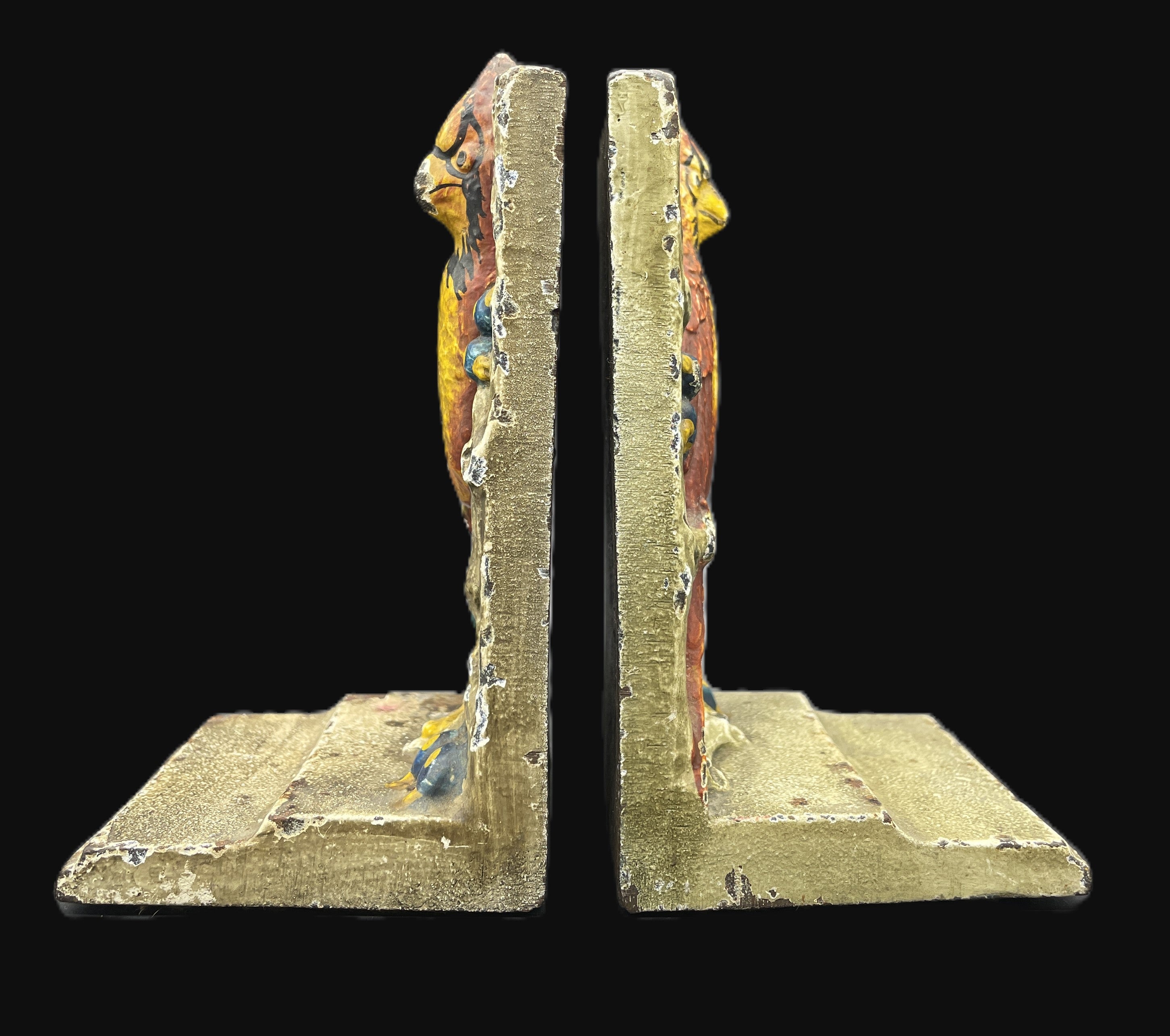 ANTIQUE Hubley CAST IRON Cardinal BIRD BOOKENDS