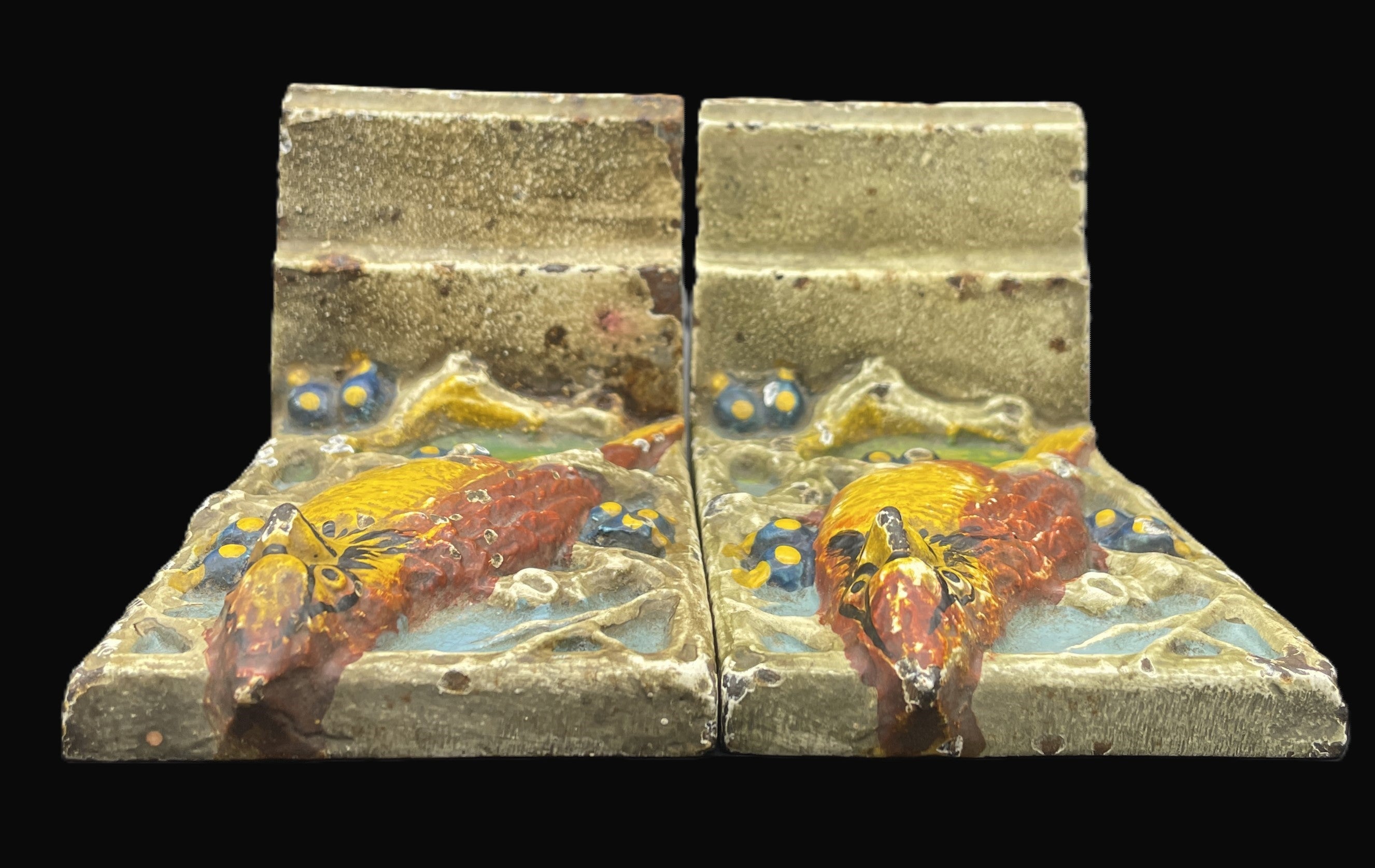 ANTIQUE Hubley CAST IRON Cardinal BIRD BOOKENDS