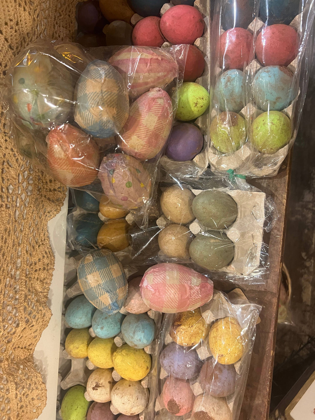 Primitive Paper Mache Waxed Eggs — Set of 10 Farmhouse decor