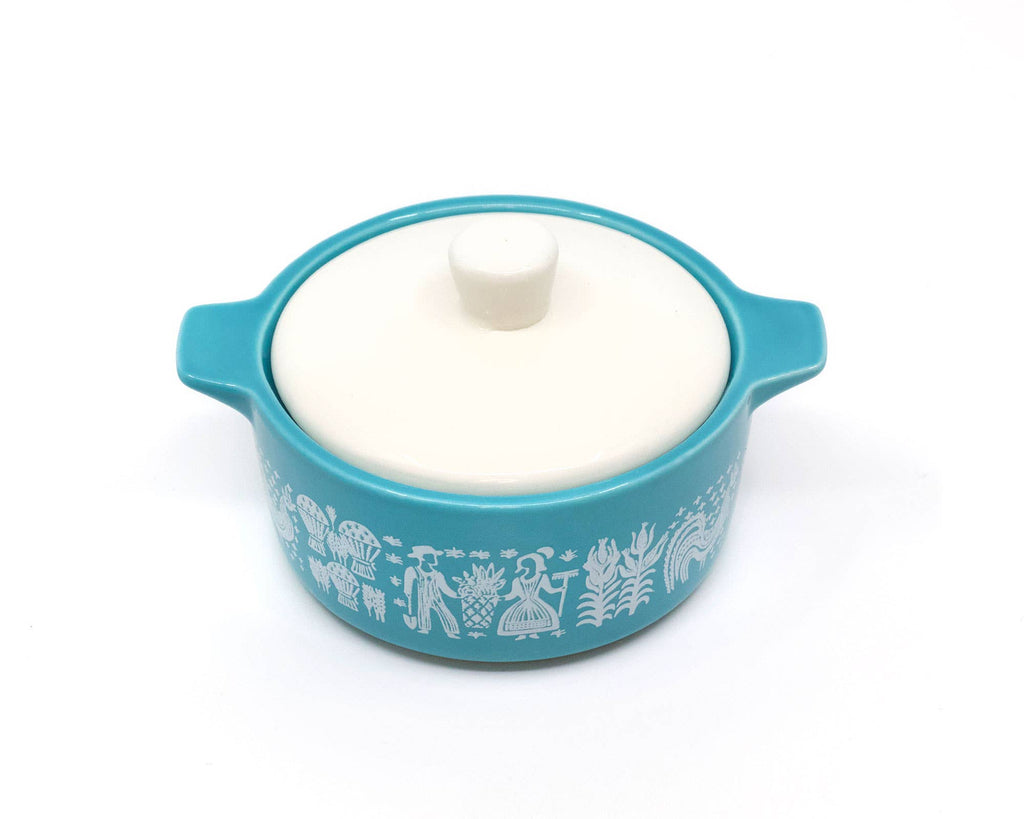 Vintage Pyrex-Inspired Ceramic Trinket Box | Amish Butterprint Casserole Style