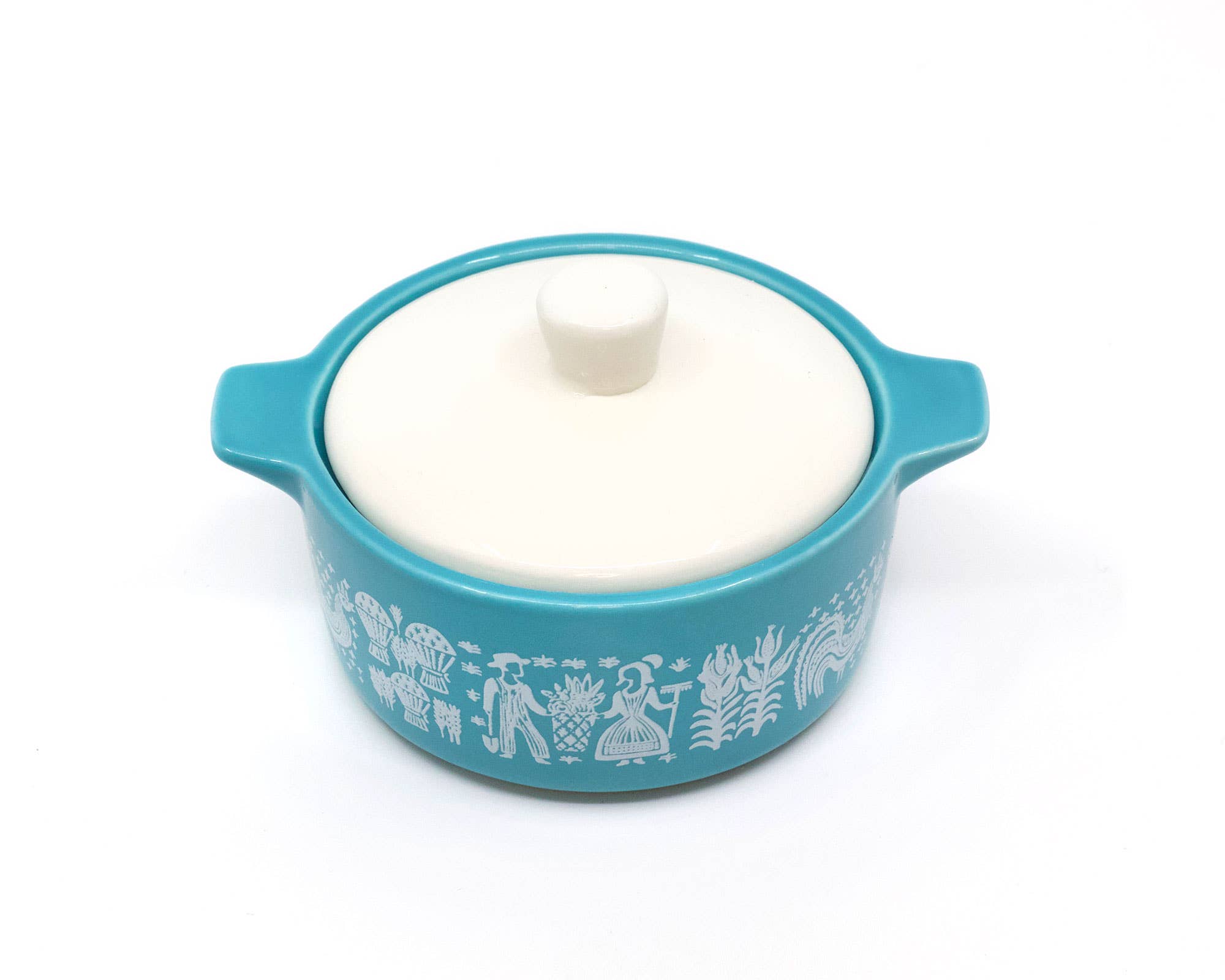 Vintage Pyrex-Inspired Ceramic Trinket Box | Amish Butterprint Casserole Style