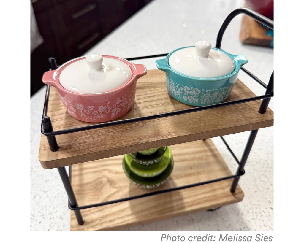 Vintage Pyrex-Inspired Ceramic Trinket Box | Amish Butterprint Casserole Style